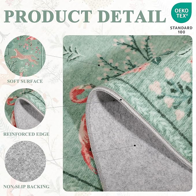 DUKINO 5x7 Area Rugs, Washable Animal Rug - Image 5