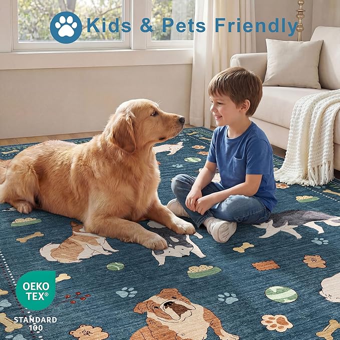 DUKINO 8x10 Area Rug, Washable Dog Rugs - Image 4