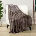 PAVILIA Taupe Ombre Fleece Throw Blanket for Couch, Soft Flannel Blanket for Sofa Bed Room, Plush Lightweight Tan Light Brown Gradient Blanket, Cozy Microfiber Decorative Gift Throw, 50x60