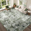 Rugflix 6x9 Area Rugs for Living Room, Washable Dark Green Large Rug | Machine by RugflixAreaRugs