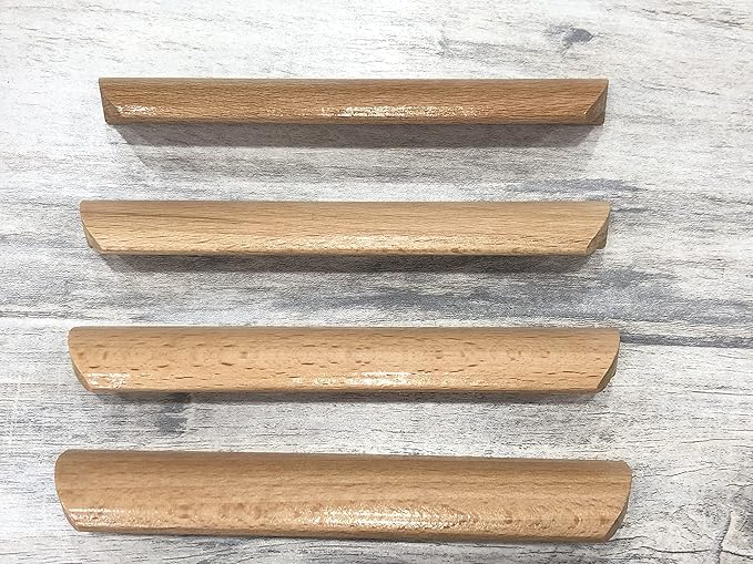 10Pcs 6.34" Wood Solid Furniture Pulls Handles, Painted Smoothly Wooden Handles Cupboard Closet Drawer Handle Pull,Hole Dis.5.04"
