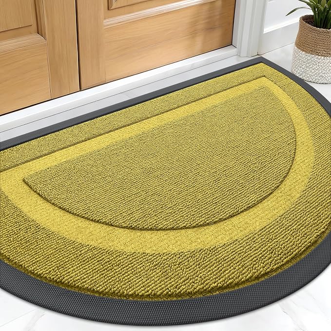 OLANLY Half Circle Front Door Mat Outside 29.5x17 All-Season Rubber Doormat | by OLANLY