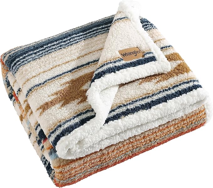 Wrangler - Throw Blanket with Sherpa Reverse, Super Soft Plush Bedding by Wrangler%C2%AE