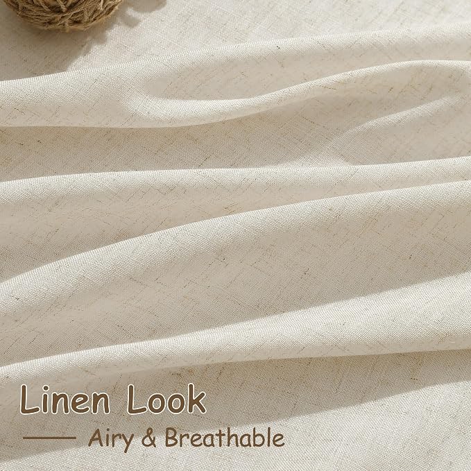 Extra Long 120 Inch Curtains for Living Room Birch Beige Linen Light Filtering - Image 4