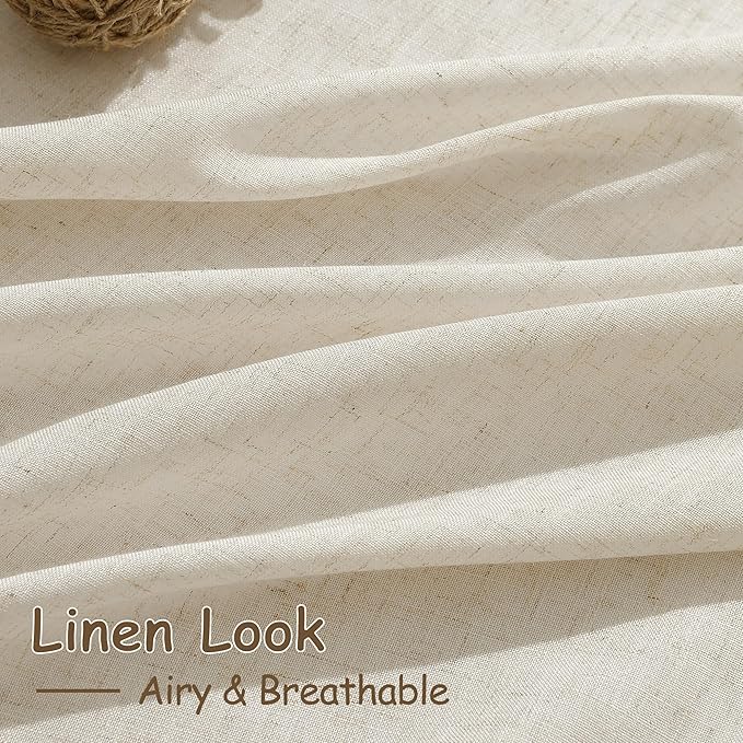 108 Inch Long Curtains for Living Room Birch Beige Linen Modern Farmhouse Decor - Image 4