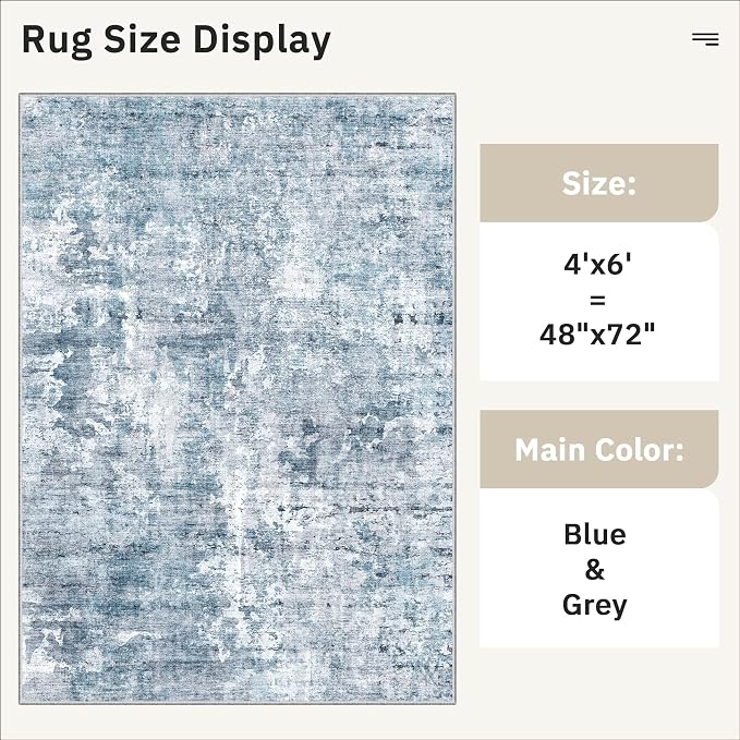 Soalmost Abstract 4x6 Area Rug Washable Rugs - Image 5