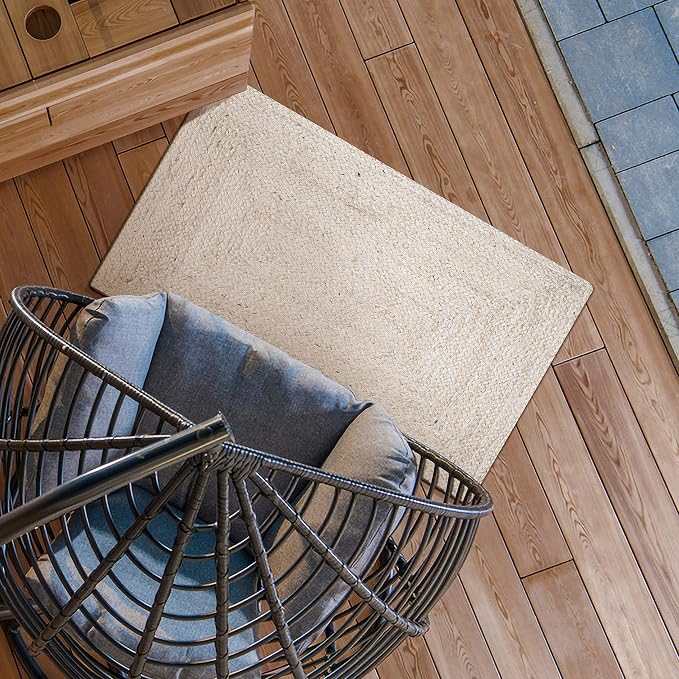 Hausattire Hand Woven Jute Braided Rug, 2x3 ft, Off-White | 100% natural jute - Image 3