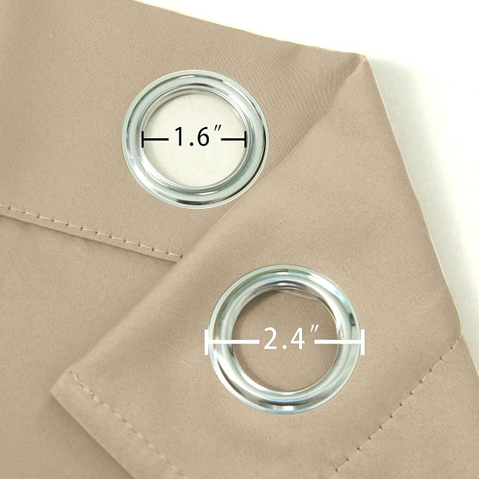 Blackout Curtains 66 x 95 inch/Beige Curtains Set of 2 Panels/Thermal Insulated - Image 6