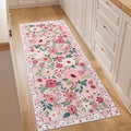 DUKINO 2x5 Runner Rug, Floral Washable Rug by DUKINO