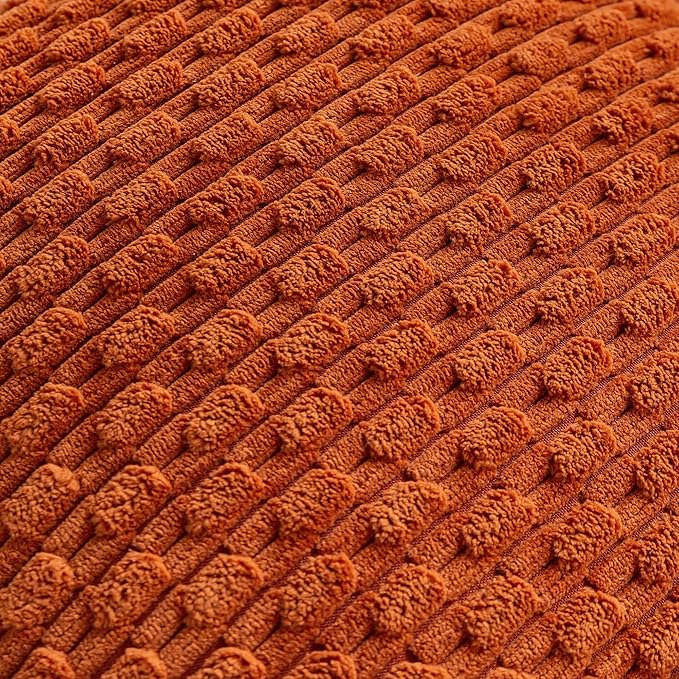 Set of 4 Burnt Orange Decorative Throw Pillow Covers 24x24 Inch Corduroy Pillow - Image 4