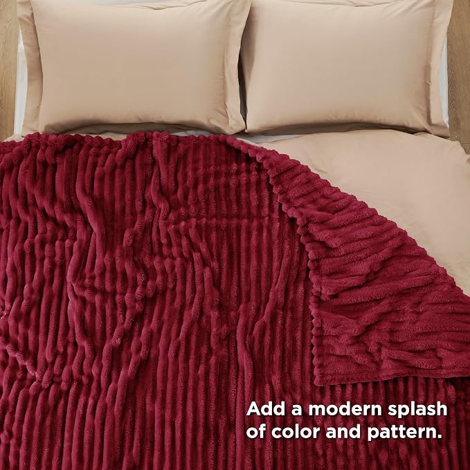 Bedsure Soft Cal Size Blanket for Bed Deep Red 102"x96" | Birthday Gifts for - Image 4