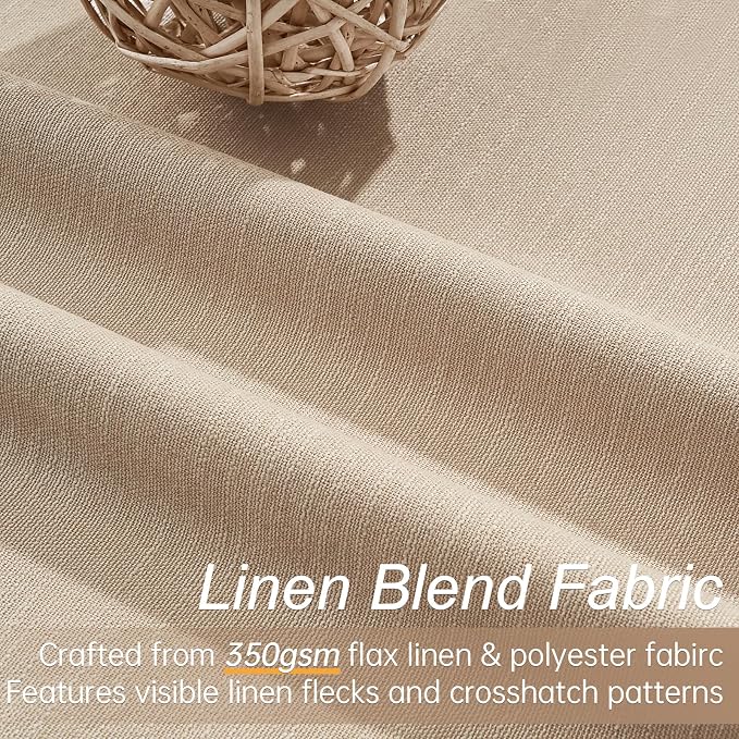 Topfinel Light Taupe Blackout Textured 90 Inch Long Linen Blend Curtain - Image 3
