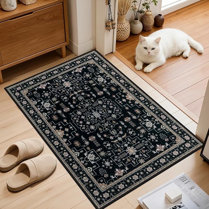 2x3 Area Rugs Living Room: Washable Vintage Rug - Image 2