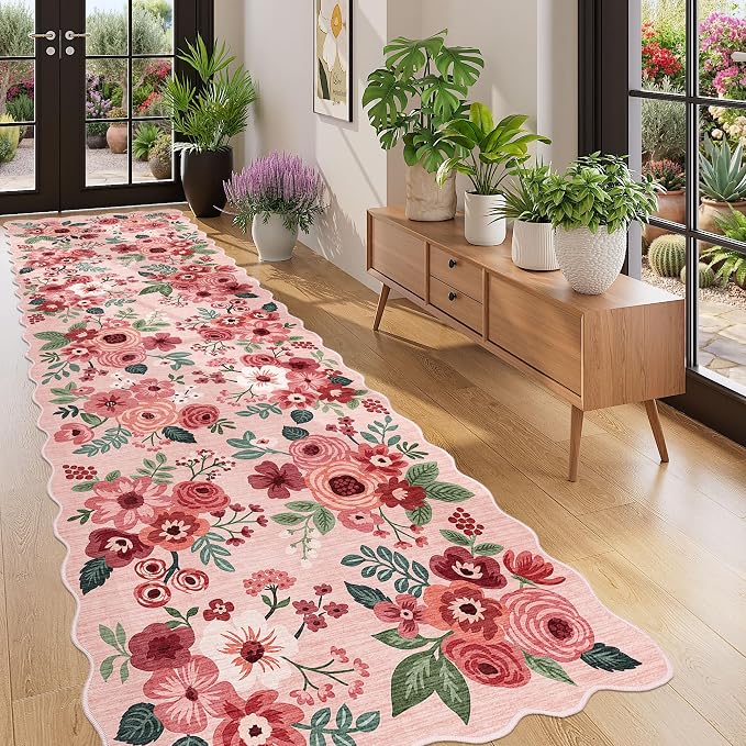 DUKINO 3x10 Runner Rug, Non Slip Floral Washable Rug - Image 3