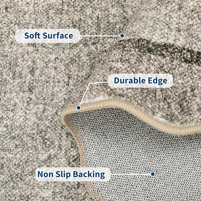 GarveeHome Scalloped Washable Area Rug 4x6 Small Entryway Rug Non Slip | Brown - Image 3