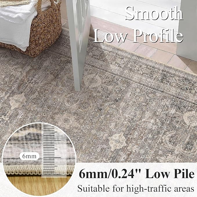 Schweek 2x3 Rug for Entryway Washable Non Slip Kitchen Rugs Taupe Door Mat | - Image 4