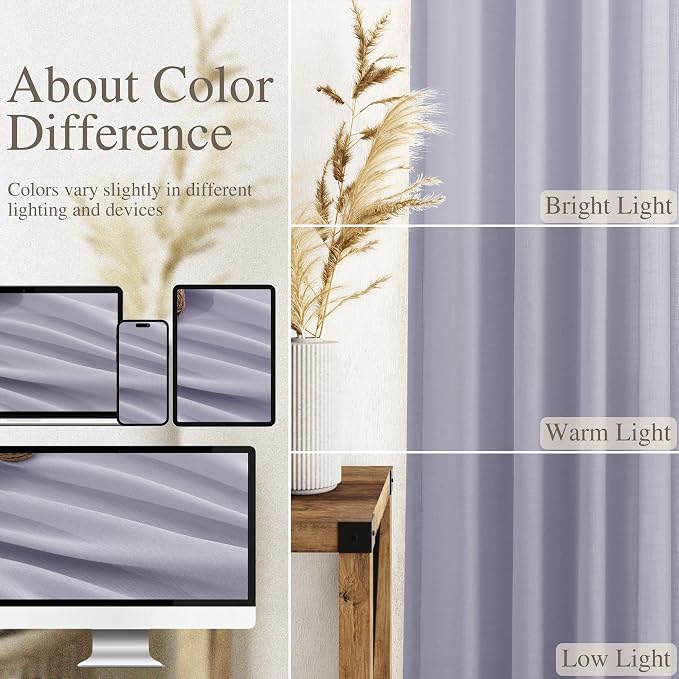 Lavender Purple Linen Curtains 102 Inches Long - Image 3