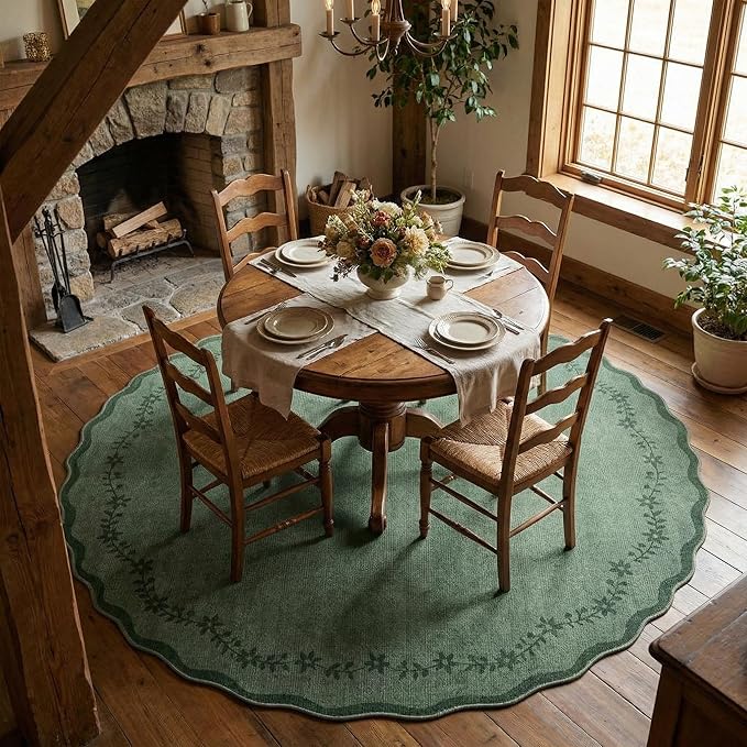 GarveeHome Round Rugs 6ft Scalloped Washable Circle Rug - Image 2