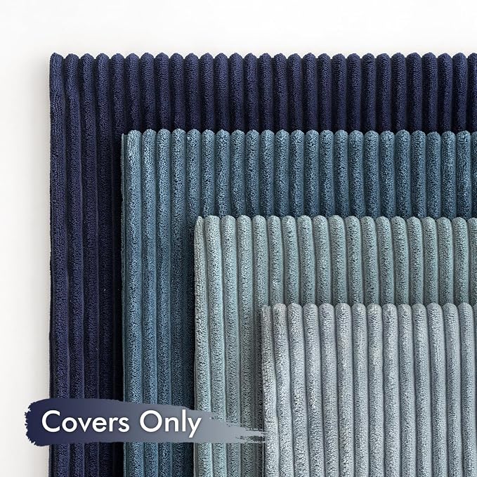 MIULEE Soft Corduroy Decorative Throw Pillow Covers Blue Navy Series 24x24 | - Image 6