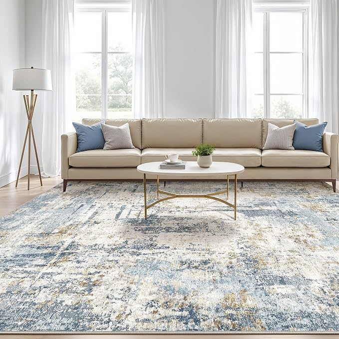 LOONGRUG 10x13 Area Rug Washable Large Neutral Modern Living Room Rug | - Image 5