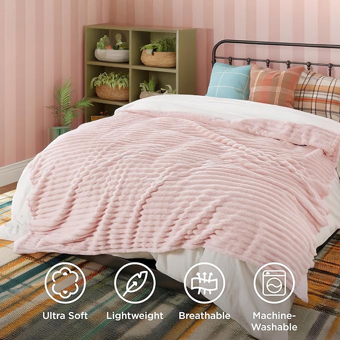 Bedsure Soft Cal Size Blanket for Bed Crystal Pink 102"x96" | Birthday Gifts - Image 5
