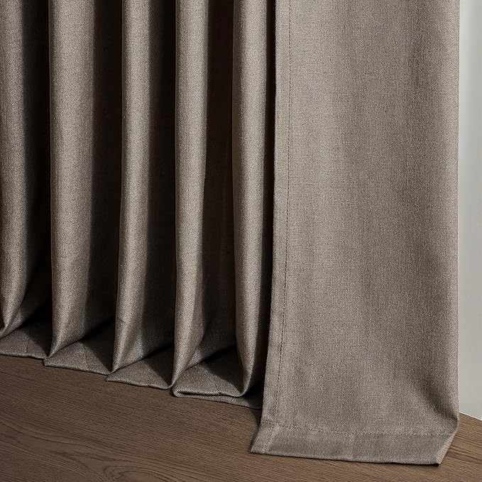 Topfinel Dark Flax Pinch Pleated Linen Curtains 120 Inch Length 2 Panels - Image 5
