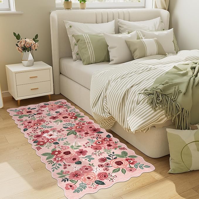 DUKINO 2x5 Washable Runner Rug, Floral Non Slip Rug - Image 6