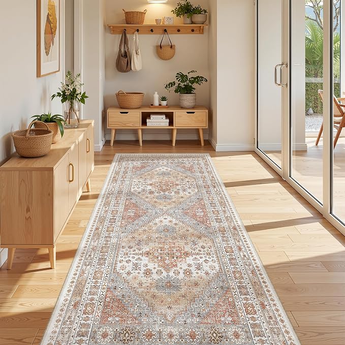 3x8 Runner Rug Non Slip, Washable Hallway Runner Rug, Nursery Room, Soft Runner by Zesthome