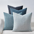 Topfinel BlueGray Throw Pillow Covers 24x24 Inch Set of 4, Soft Accent Corduroy by Topfinel