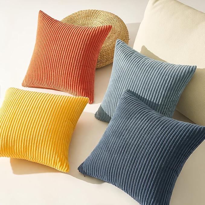 Topfinel 22x22 New Blue and Orange Boho Farmhouse Couch Throw Pillows - Image 5