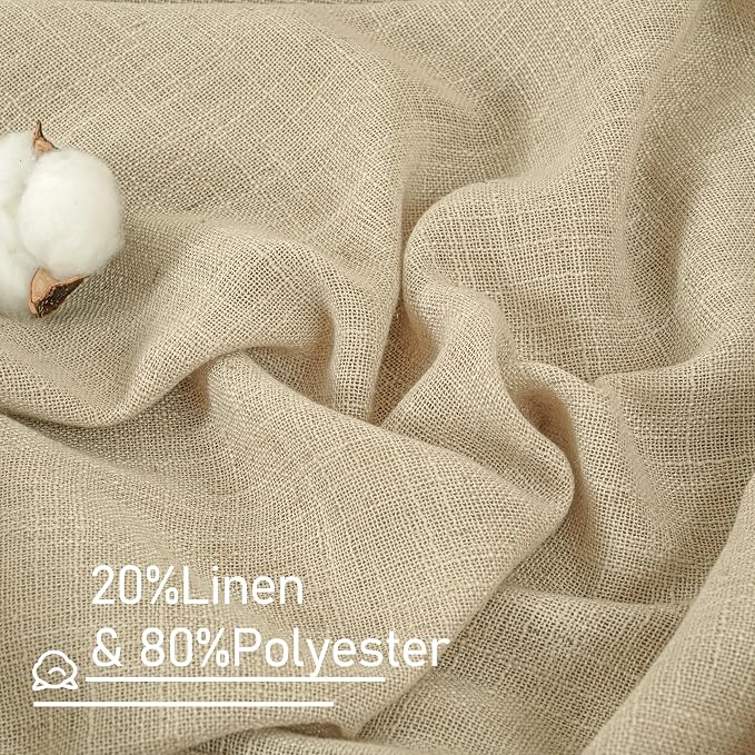 Semi Sheer Linen Curtains 96 inches Long 2 Panels Set, 52 x 96 Inch | Light - Image 5