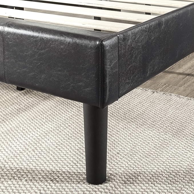 ZINUS Gerard Faux Leather Upholstered Platform Bed Frame, Mattress Foundation, Wood Slat Support, No Box Spring Needed, Easy Assembly, King