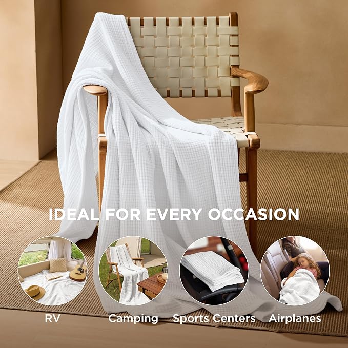 Bedsure 100% Cotton Muslin Blanket Twin XL - Image 4