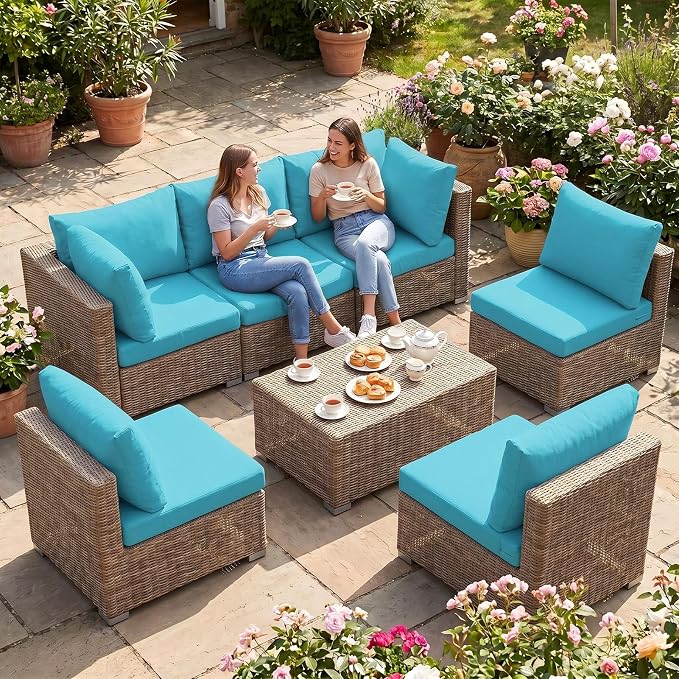 14Pcs Patio Cushion Covers Stretch Outdoor Furniture Protector Slipcovers | - Image 2