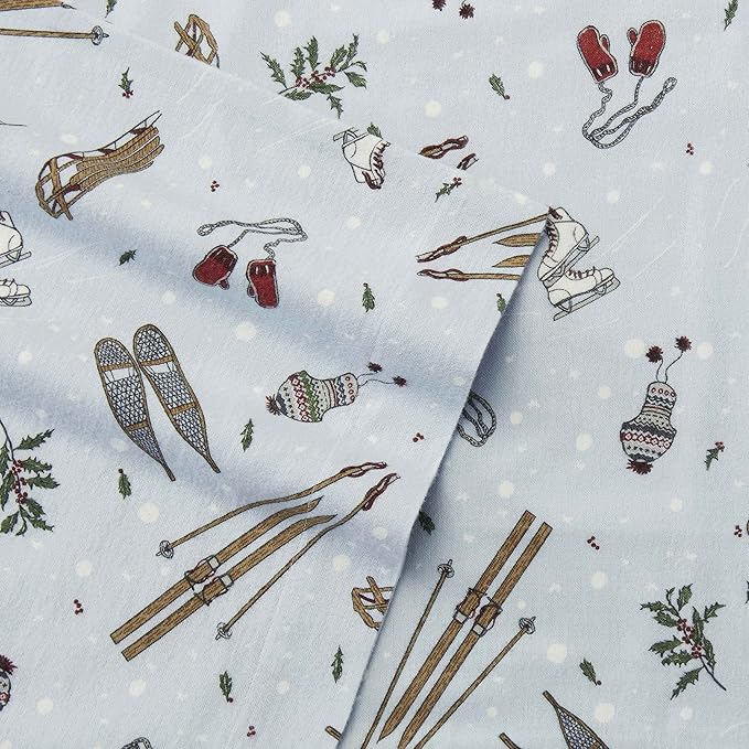 Eddie Bauer - Full Sheets, Cotton Flannel Bedding Set, Brushed For Extra Softness, Cozy Home Decor (Snow Days, Full)