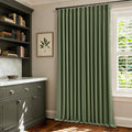 105 Inch Olive Green Linen Pinch Pleated Blackout Curtains by Twodrapes