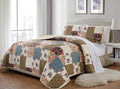 Fancy Collection Quilted Bedspread Coverlet New(Full/Queen, Beige Green Turquoise Purple Floral)