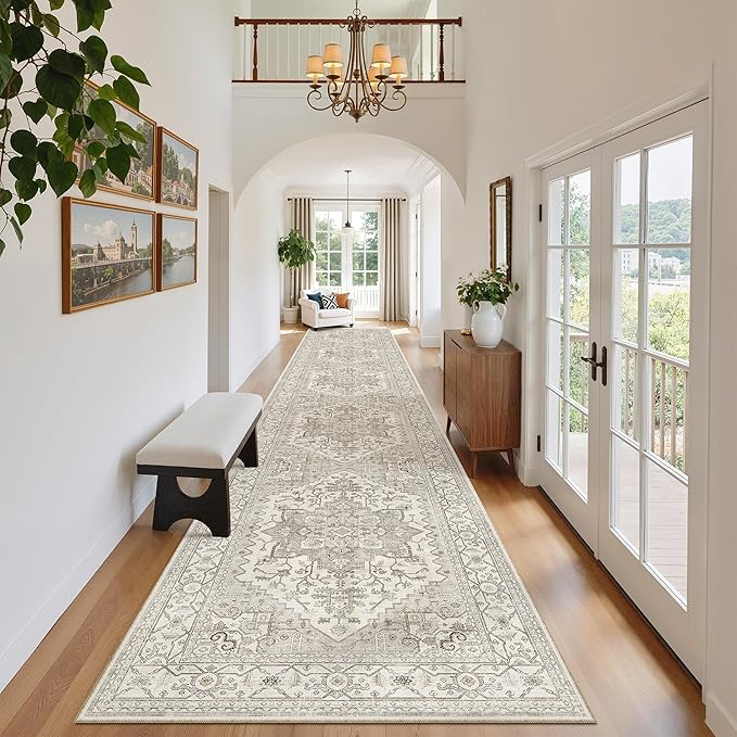 Madane Hallway Runner Rug 2'6''x16' Kitchen Runners Vintage, Soft Low Pile - Image 4