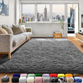 Grey Area Rugs for Bedroom Living Room, Fluffy Fuzzy Shag Shaggy 4x6 Bedside Rug by ONASAR