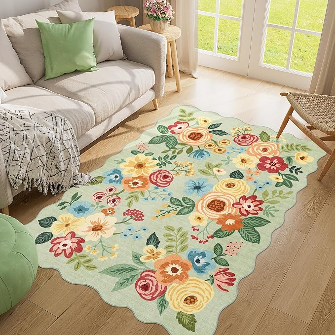 DUKINO 4x6 Area Rug, Non Slip Floral Washable Rug - Image 5