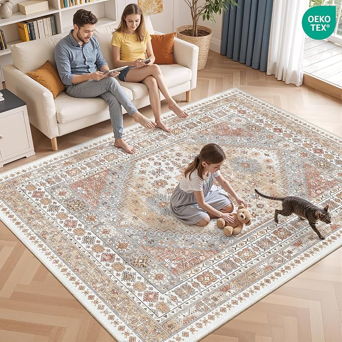 3x4 Washable Area Rug for Entryway Non Slip Kitchen Rugs, Soft Vintage Living - Image 9