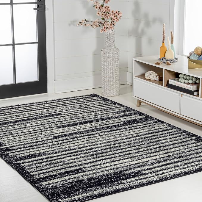 JONATHAN Y Khalil Modern Berber Stripe Black/Cream Indoor Area Rug, Contemporary - Image 5