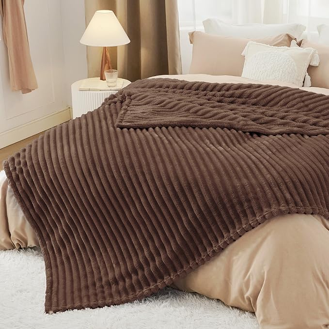 Bedsure GentleSoft Fondue Fudge Fleece Blanket for Couch - Cozy Soft Blankets for Women, Cute Small Throws for Girls, 108x90 Inches