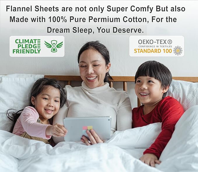 RUVANTI Flannel Sheets Full Size - 100% Cotton Double Brushed Bed Sheets Set, Deep Pockets 16 Inches, All Seasons Breathable & Extra Soft Full Sheets, Warm & Cozy, 4 Piece, Teal Plaid
