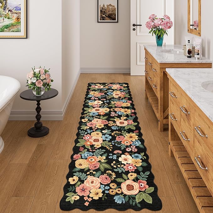 DUKINO 2x7 Runner Rug for Hallway, Floral Washable Rug for Kitchen, Stain - Image 5