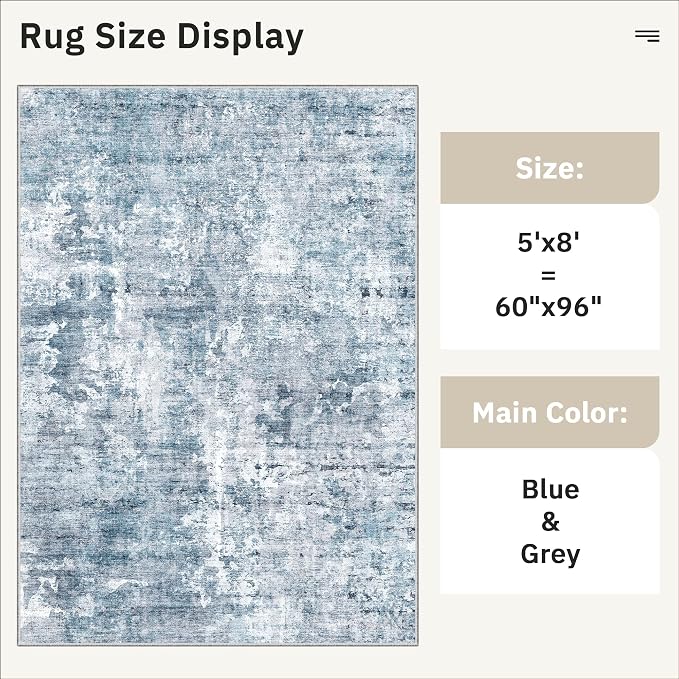 Soalmost Abstract Rug 5x8 Washable Area Rugs - Image 5
