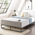 Mellow Modernista Low Profile 10 Inch Metal Platform Bed Frame with Classic Wooden Slat Support Mattress Foundation (No Box Spring Needed), Twin, Black