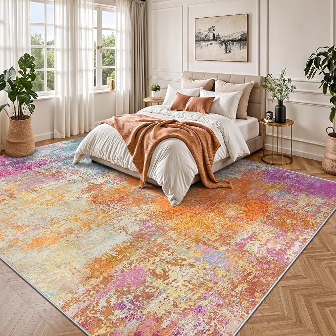 8x10 Area Rugs, Abstract Modern Ultra Soft Washable Rug, Non Slip Carpet - Image 3