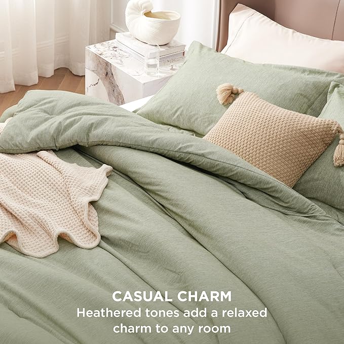 Bedsure Twin/Twin XL Comforter Set - Olive Green Soft Bedding for All Seasons, Cationic Dyed Bed Set, 2 Pieces, 1 Twin Size Comforter (68"x88") and 1 Pillow Sham (20"x26"+2")