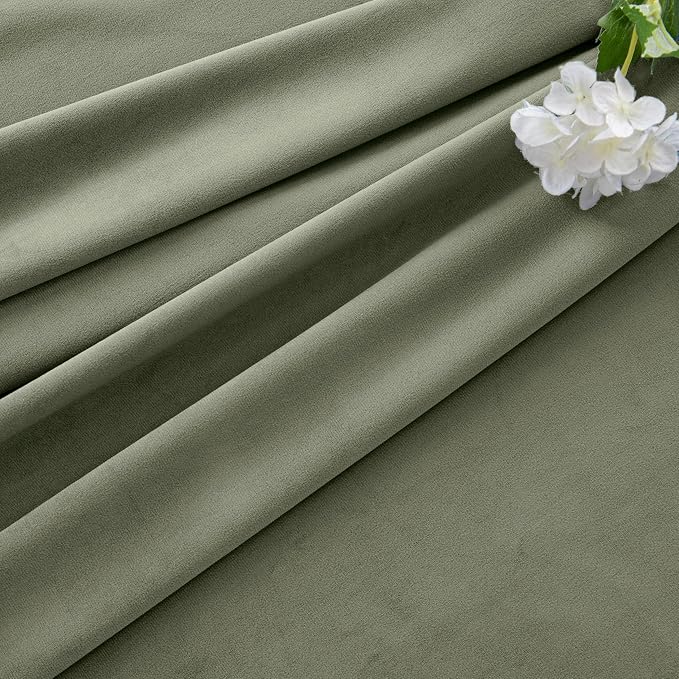 MIULEE Velvet Curtains 50W x 108L 2 Panels Sage Green Blackout Curtains | - Image 7
